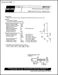 2SD1145 datasheet: NPN epitaxial planar silicon transistor, high-current driver application 2SD1145