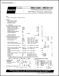 2SC3116 datasheet: NPN epitaxial planar silicon transistor, 160V/700mA switching application 2SC3116