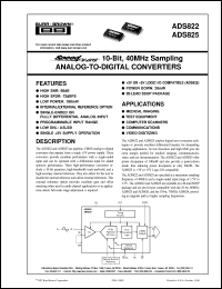 ADS825E datasheet: SpeedPlus 10-Bit, 40MHz Sampling Analog-to-Digital Converter ADS825E