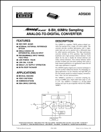 ADS830E/2K5 datasheet: SpeedPlus 8-Bit, 60MHz Sampling Analog-to-Digital Converter ADS830E/2K5