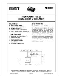 ADS1201U datasheet: High Dynamic Range Delta-Sigma Modulator ADS1201U