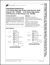 DS90CR216AMTD datasheet: +3.3V Rising Edge Data Strobe LVDS Receiver 21-Bit Channel Link-66 MHz DS90CR216AMTD