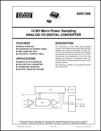 ADS1286P datasheet: 12-Bit Micro Power Sampling Analog-To-Digital Converter ADS1286P