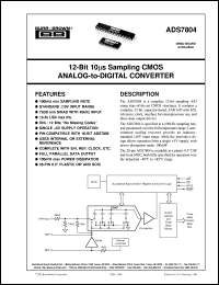 ADS7804PB datasheet: 12-Bit 10µs Sampling CMOS Analog-to-Digital Converter ADS7804PB