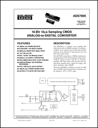 ADS7805U datasheet: 16-Bit 10µs Sampling CMOS Analog-to-Digital Converter ADS7805U