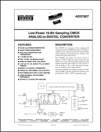 ADS7807UB/1K datasheet: Low-Power 16-Bit Sampling CMOS Analog-to-Digital Converter ADS7807UB/1K