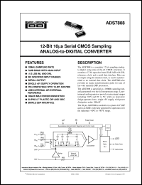 ADS7808U/1K datasheet: 12-Bit 10µs Serial CMOS Sampling Analog-to-Digital Converter ADS7808U/1K