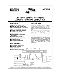 ADS7812U datasheet: Low-Power, Serial 12-Bit Sampling Analog-To-Digital Converter ADS7812U