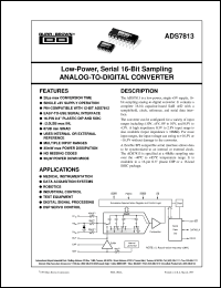 ADS7813P datasheet: Low-Power, Serial 16-Bit Sampling Analog-To-Digital Converter ADS7813P