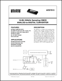 ADS7815U/1K datasheet: 16-Bit 250kHz Sampling CMOS Analog-to-Digital Converter ADS7815U/1K