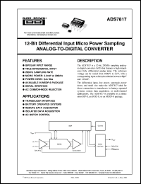 ADS7817E datasheet: 12-Bit Differential Input Micro Power Sampling Analog-to-Digital Converter ADS7817E