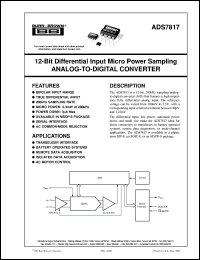 ADS7817UC datasheet: 12-Bit Differential Input Micro Power Sampling Analog-to-Digital Converter ADS7817UC