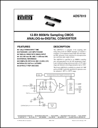 ADS7819U datasheet: 12-Bit 800kHz Sampling CMOS Analog-to-Digital Converter ADS7819U