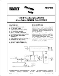 ADS7820P datasheet: 12-Bit 10µs Sampling CMOS Analog-To-Digital Converter ADS7820P