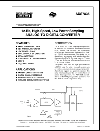 ADS7835EB/2K5 datasheet: 12-Bit, High-Speed, Low Power Sampling Analog-to-Digital Converter ADS7835EB/2K5