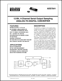 ADS7841EB datasheet: 12-Bit, 4-Channel Serial Output Sampling Analog-to-Digital Converter ADS7841EB