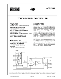 ADS7843E datasheet: Touch Screen Controller ADS7843E