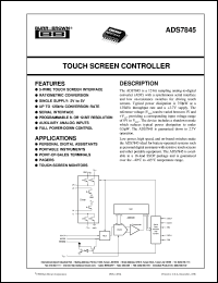 ADS7845E/2K5 datasheet: Touch Screen Controller ADS7845E/2K5