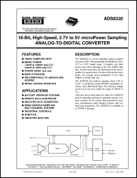 ADS8320EB/2K5 datasheet: 16-Bit, High-Speed, 2.7V to 5V Micro Power Sampling Analog-to-Digital Converter ADS8320EB/2K5