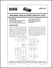 AFE1115E/1K datasheet: HDSL/MDSL Analog Front End with VCXO AFE1115E/1K