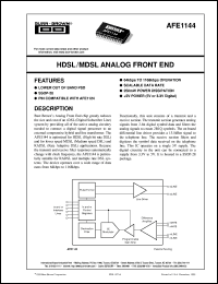 AFE1144E datasheet: HDSL/MDSL Analog Front End AFE1144E