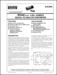 DAC908U/1K datasheet: SpeedPlus 8-Bit, 165MSPS Digital-to-Analog Converters DAC908U/1K