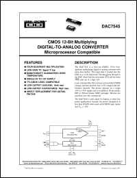 DAC7545JP datasheet: CMOS 12-Bit Multiplying D/A Converter, Microprocessor Compatible DAC7545JP
