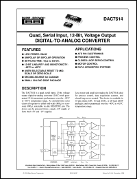 DAC7614UB datasheet: Serial Input, 12-Bit, Quad, Voltage Output Digital-to-Analog Converter DAC7614UB