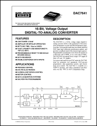 DAC7641Y datasheet: 16-Bit, Voltage Output Digital-to-Analog Converter DAC7641Y