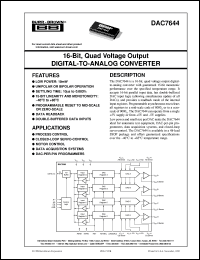 DAC7644EB/1K datasheet: 16-Bit, Quad Voltage Output Digital-to-Analog Converter DAC7644EB/1K