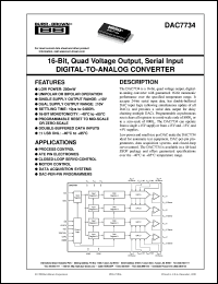 DAC7734E datasheet: 16-Bit, Quad Voltage Output, Serial Input Digital-to-Analog Converter DAC7734E