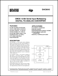 DAC8043UC datasheet: CMOS 12-Bit Serial Input Mulitplying Digital-to-Analog Converter DAC8043UC