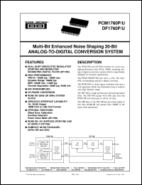 PCM1760U/1K datasheet: Multi-Bit Enhanced Noise Shaping 20-Bit A/D Conversion System PCM1760U/1K