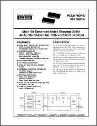 DF1760U datasheet: Multi-Bit Enhanced Noise Shaping 20-Bit A/D Conversion System DF1760U