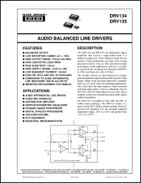 DRV134UA datasheet: Audio Balanced Line Drivers DRV134UA
