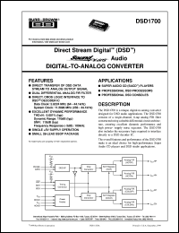 DSD1700E datasheet: Direct Stream Digital™ (DSD™) Digital-To-Analog Converter DSD1700E