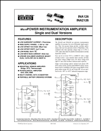 INA2126E/250 datasheet: Micropower Instrumentation Amplifier Single and Dual Versions INA2126E/250