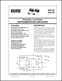 INA128PA datasheet: Precision, Low Power Instrumentation Amplifiers INA128PA