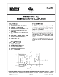 INA131AP datasheet: Precision G=100 Instrumentation Amplifier INA131AP