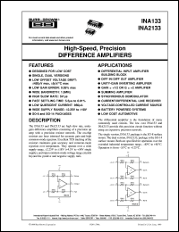 INA2133U/2K5 datasheet: High-Speed, Precision DIFFERENCE AMPLIFIERS INA2133U/2K5