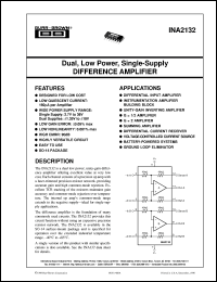 INA2132U datasheet: Dual, Low Power, Single-Supply Difference Amplifier INA2132U