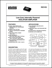 ISO103 datasheet: Low-Cost, Internally Powered Isolation Amplifier ISO103