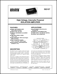 ISO107 datasheet: High-Voltage, Internally Powered Isolation Amplifier ISO107