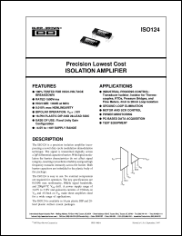 ISO124P datasheet: Precision Lowest Cost Isolation Amplifier ISO124P