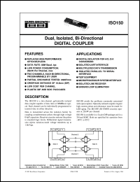 ISO150AU datasheet: Dual, Isolated, Bi-Directional Digital Coupler ISO150AU