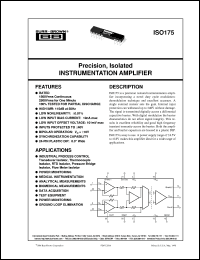 ISO175P datasheet: Precision, Isolated Instrumentation Amplifier ISO175P