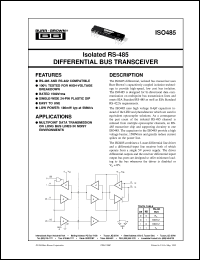 ISO485P datasheet: Isolated RS-485 Differential Bus Transceiver ISO485P