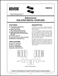 ISO518P-U datasheet: Bidirectional Isolated Digital Couplers ISO518P-U