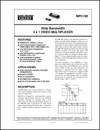 MPC100AU/2K5 datasheet: Wide Bandwidth 4X1 Video Multiplexer MPC100AU/2K5