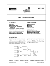 MPY100AG datasheet: Multiplier/Divider MPY100AG